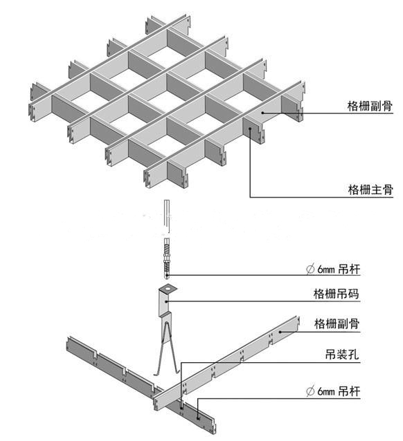 木紋鋁格柵安裝示意圖