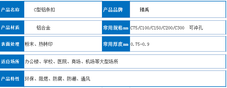 C型條扣參數